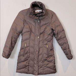 Kenneth Cole Size XS Women Down Puffer Coat Winter Jacket Brown Bronze